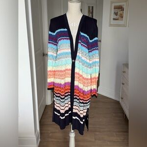 Chico's Vibrant Wave Pattern Cardigan